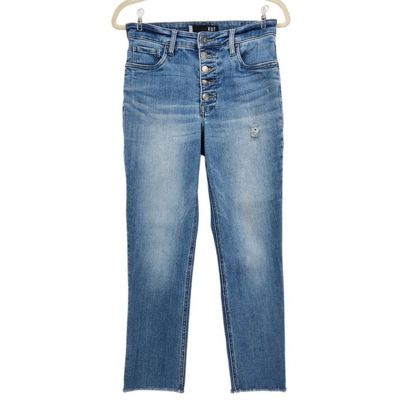 Kut From The Kloth Rachael Fab Ab Mom Jean Button Fly High Rise Raw Hem Jeans 2 - Picture 10 of 10